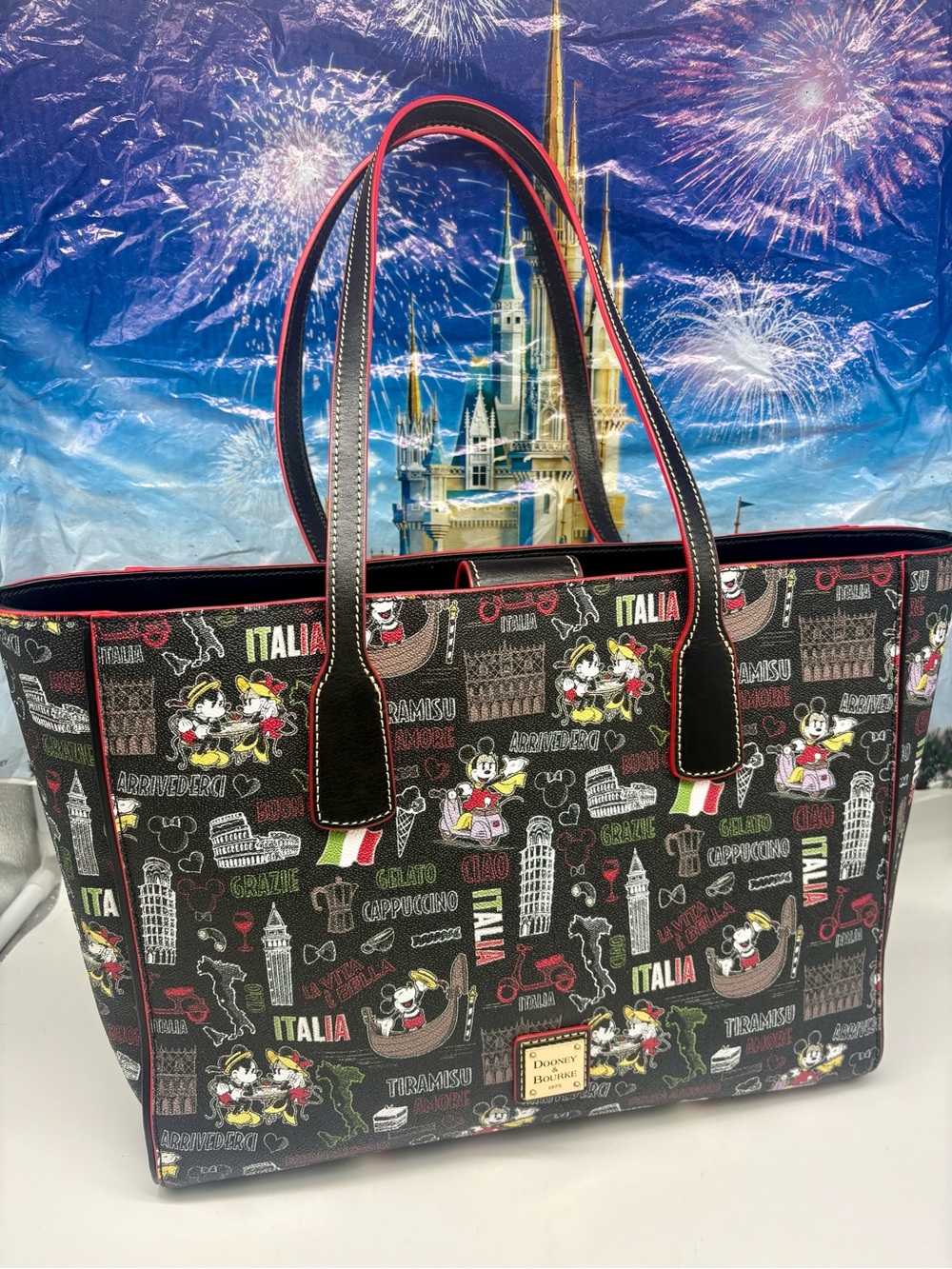 Dooney & Bourke Disney Parks Italy Epcot Tote Bag Mickey & Minnie Italia